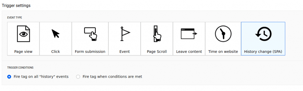 Trigger settings in Piwik PRO